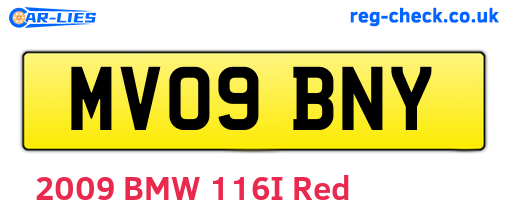 MV09BNY are the vehicle registration plates.