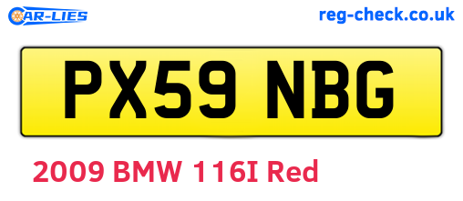 PX59NBG are the vehicle registration plates.
