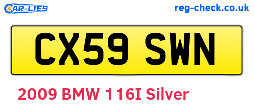 CX59SWN are the vehicle registration plates.