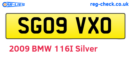 SG09VXO are the vehicle registration plates.