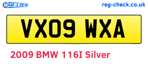 VX09WXA are the vehicle registration plates.