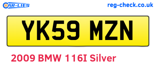 YK59MZN are the vehicle registration plates.