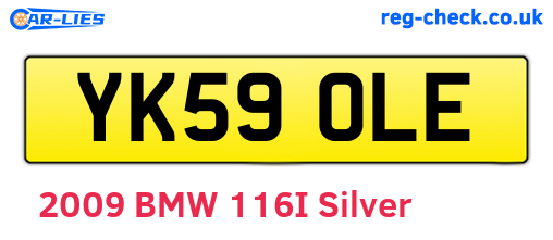 YK59OLE are the vehicle registration plates.