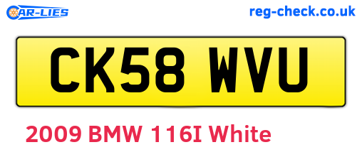 CK58WVU are the vehicle registration plates.