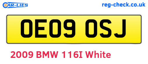 OE09OSJ are the vehicle registration plates.