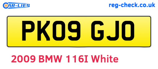 PK09GJO are the vehicle registration plates.