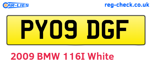 PY09DGF are the vehicle registration plates.