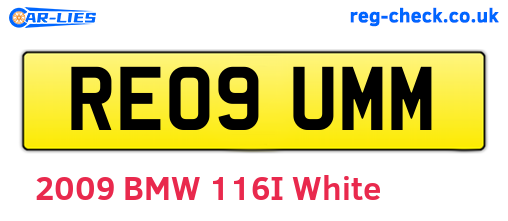 RE09UMM are the vehicle registration plates.