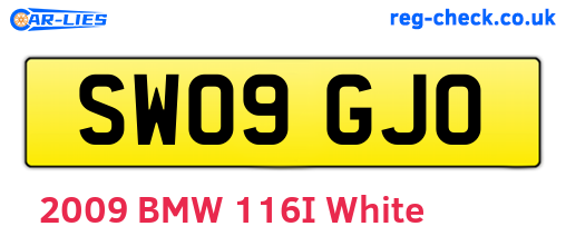 SW09GJO are the vehicle registration plates.