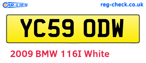 YC59ODW are the vehicle registration plates.