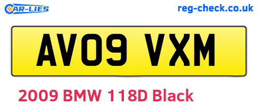 AV09VXM are the vehicle registration plates.