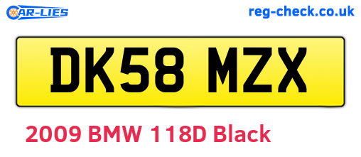 DK58MZX are the vehicle registration plates.