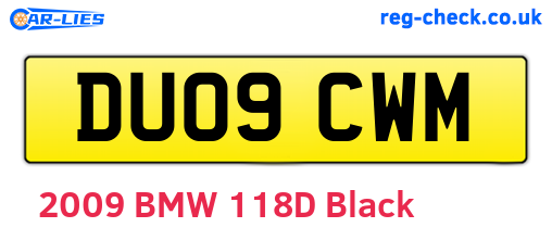 DU09CWM are the vehicle registration plates.