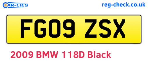 FG09ZSX are the vehicle registration plates.