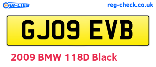 GJ09EVB are the vehicle registration plates.