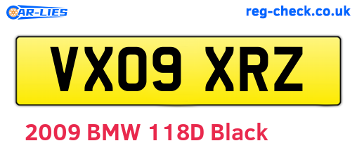 VX09XRZ are the vehicle registration plates.