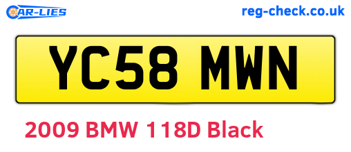 YC58MWN are the vehicle registration plates.