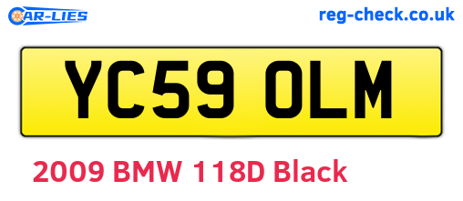 YC59OLM are the vehicle registration plates.