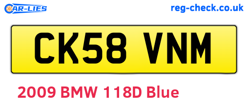 CK58VNM are the vehicle registration plates.