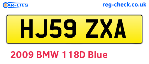 HJ59ZXA are the vehicle registration plates.