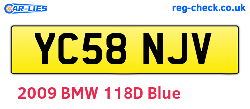 YC58NJV are the vehicle registration plates.