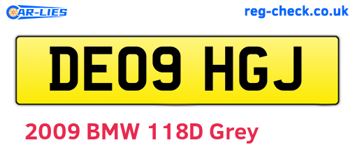 DE09HGJ are the vehicle registration plates.