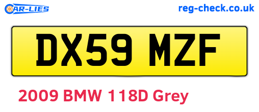 DX59MZF are the vehicle registration plates.