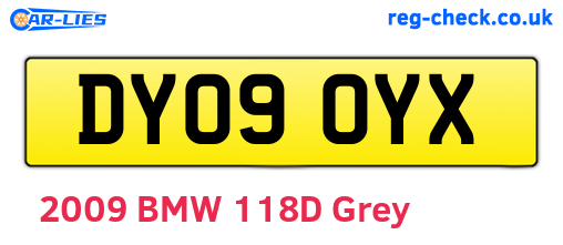 DY09OYX are the vehicle registration plates.