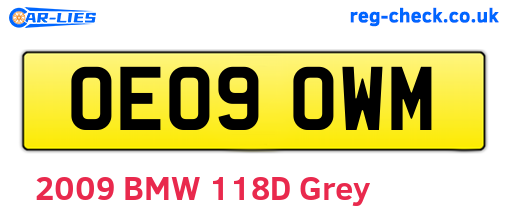 OE09OWM are the vehicle registration plates.