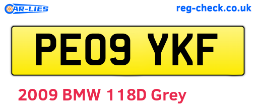 PE09YKF are the vehicle registration plates.