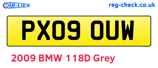 PX09OUW are the vehicle registration plates.