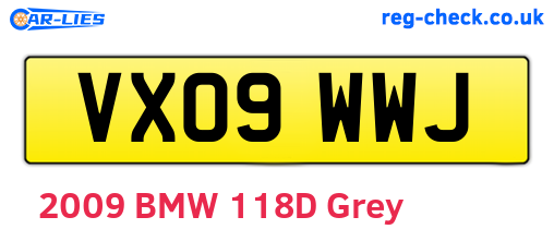 VX09WWJ are the vehicle registration plates.
