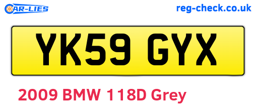 YK59GYX are the vehicle registration plates.