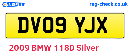 DV09YJX are the vehicle registration plates.