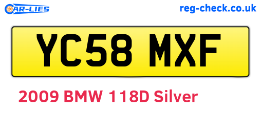 YC58MXF are the vehicle registration plates.