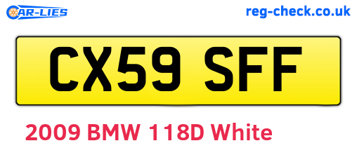 CX59SFF are the vehicle registration plates.