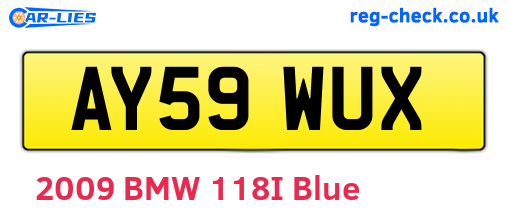 AY59WUX are the vehicle registration plates.