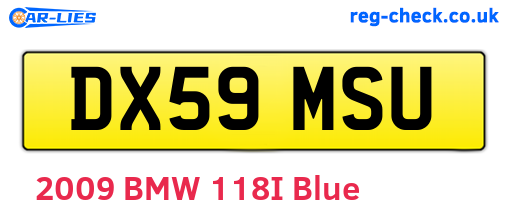 DX59MSU are the vehicle registration plates.