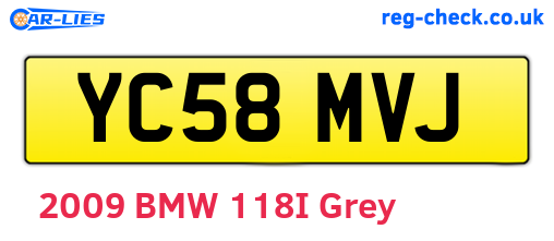 YC58MVJ are the vehicle registration plates.