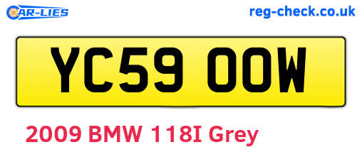 YC59OOW are the vehicle registration plates.