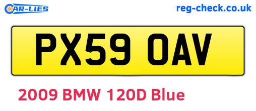 PX59OAV are the vehicle registration plates.