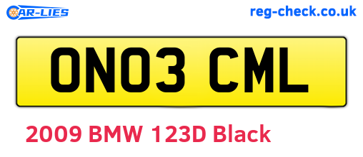 ON03CML are the vehicle registration plates.