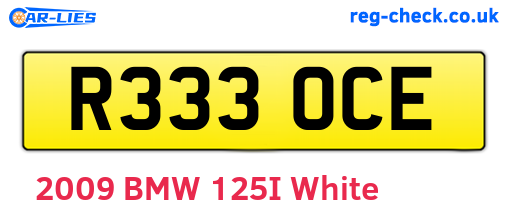 R333OCE are the vehicle registration plates.