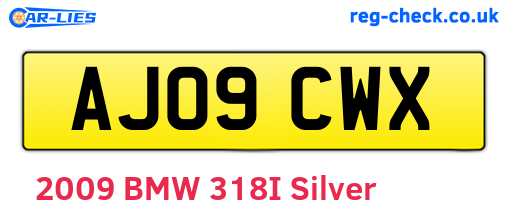 AJ09CWX are the vehicle registration plates.