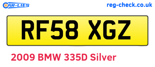 RF58XGZ are the vehicle registration plates.