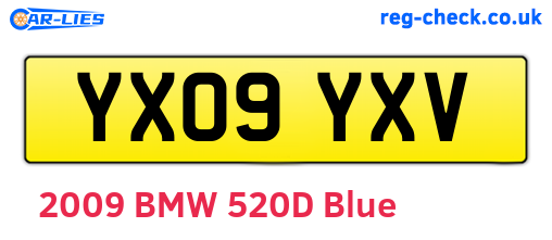YX09YXV are the vehicle registration plates.
