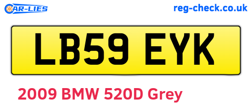 LB59EYK are the vehicle registration plates.