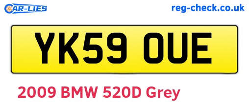 YK59OUE are the vehicle registration plates.
