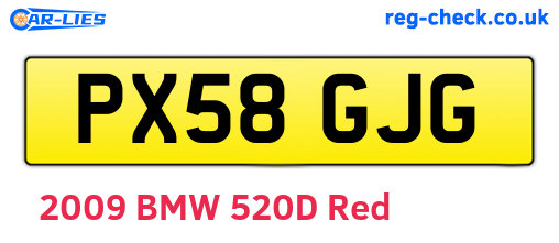 PX58GJG are the vehicle registration plates.