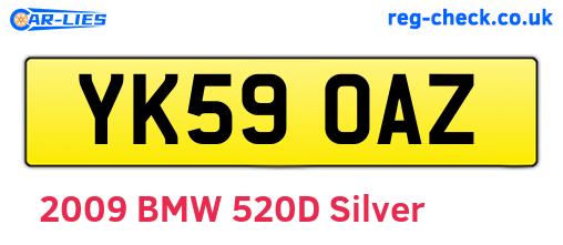 YK59OAZ are the vehicle registration plates.